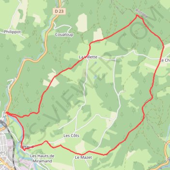 Itinéraire Le Velay des 3 Rivières - Le Bois de Chanteroux - Dunières, distance, dénivelé, altitude, carte, profil, trace GPS