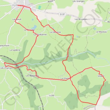 Itinéraire Hyds bois de villars, distance, dénivelé, altitude, carte, profil, trace GPS