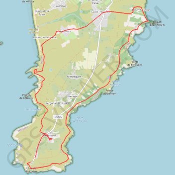 Itinéraire Crozon, cap de la Chèvre, grand parcours, distance, dénivelé, altitude, carte, profil, trace GPS