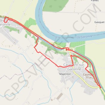 Itinéraire Le Canal de Caumont à Fourques - Pays Val de Garonne - Gascogne, distance, dénivelé, altitude, carte, profil, trace GPS