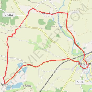 Itinéraire Sur la piste de Marcel Proust - Illiers-Combray, distance, dénivelé, altitude, carte, profil, trace GPS
