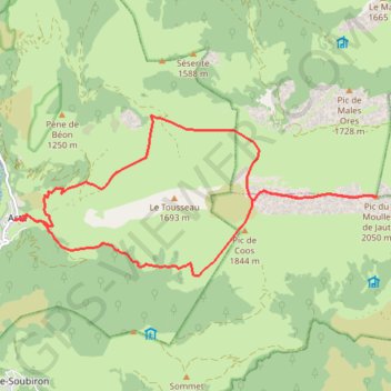Itinéraire Moulle de Jaut despuis Asté-Béon, distance, dénivelé, altitude, carte, profil, trace GPS