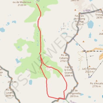 Itinéraire Pic del Pla de l'Estany / Pic des Bareytes, distance, dénivelé, altitude, carte, profil, trace GPS