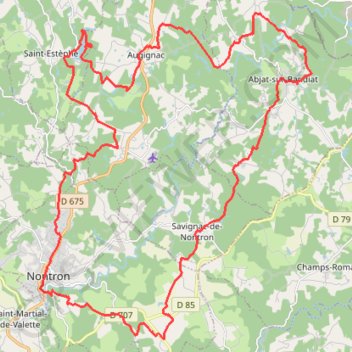Itinéraire Nontron vers Abjat, distance, dénivelé, altitude, carte, profil, trace GPS