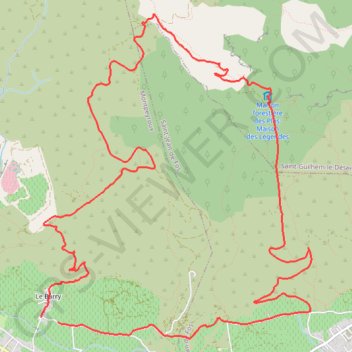 Itinéraire Montpeyroux-Barry-Castelas-maison des pos, distance, dénivelé, altitude, carte, profil, trace GPS