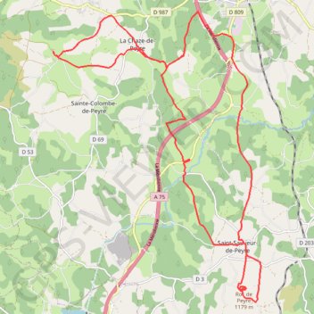 Itinéraire Roc de Peyre, distance, dénivelé, altitude, carte, profil, trace GPS