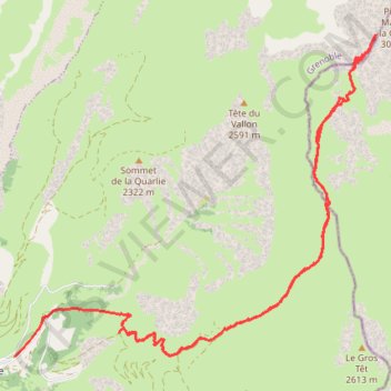 Itinéraire Pic du Mas de La Grave, distance, dénivelé, altitude, carte, profil, trace GPS