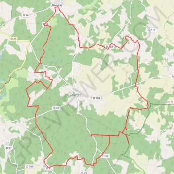 Itinéraire Grassac 38 kms, distance, dénivelé, altitude, carte, profil, trace GPS
