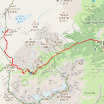 Itinéraire Buet, distance, dénivelé, altitude, carte, profil, trace GPS