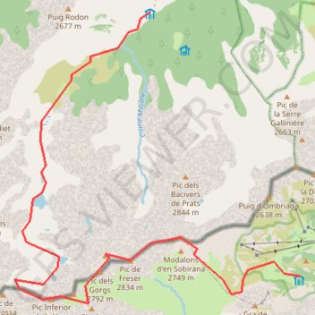 Itinéraire Refuge d'Ull de Ter - Refuge du Ras de la Carança par le pic de l'Infern, distance, dénivelé, altitude, carte, profil, trace GPS