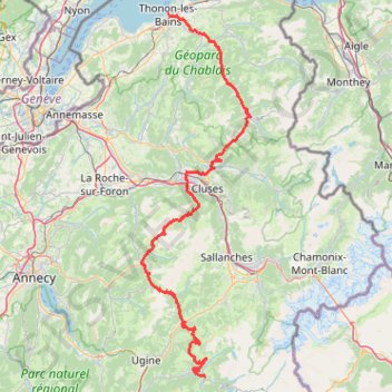 Itinéraire Itinéraire de Thonon-les-Bains à Beaufort, distance, dénivelé, altitude, carte, profil, trace GPS