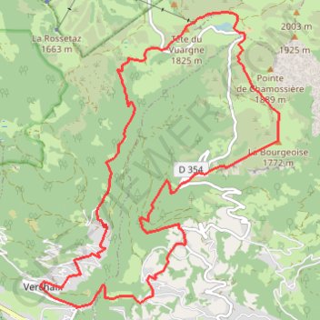 Itinéraire Verchaix-Joux Plane, distance, dénivelé, altitude, carte, profil, trace GPS