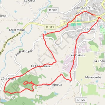 Itinéraire Saint Martin en Haut, distance, dénivelé, altitude, carte, profil, trace GPS