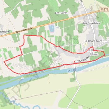 Itinéraire Sentier de la Rouère - Châtillon-sur-Cher, distance, dénivelé, altitude, carte, profil, trace GPS