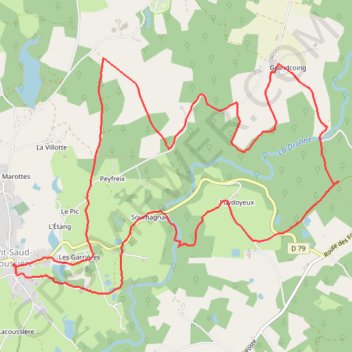 Itinéraire Boucle de la Dronne - Saint-Saud, distance, dénivelé, altitude, carte, profil, trace GPS
