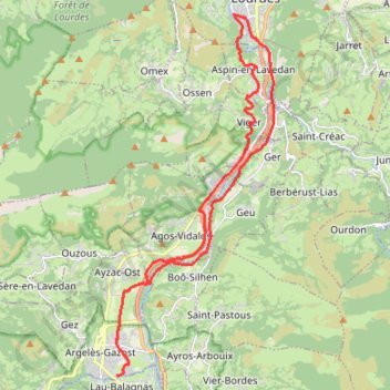 Itinéraire Argelès-Gazost - Lourdes. - 21736 - UtagawaVTT.com, distance, dénivelé, altitude, carte, profil, trace GPS