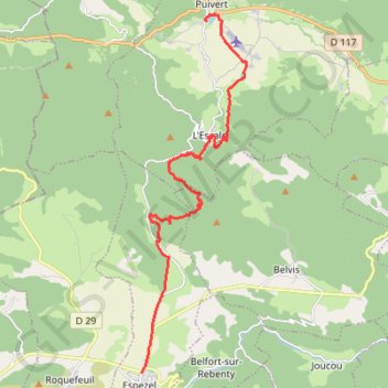 Itinéraire Sentier Cathare - D'Espezel à Puivert, distance, dénivelé, altitude, carte, profil, trace GPS