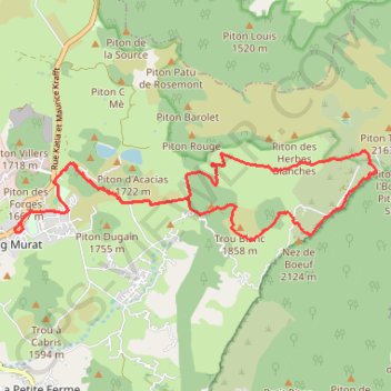 Itinéraire Bourg Murat-Trous Blancs-Textor, distance, dénivelé, altitude, carte, profil, trace GPS