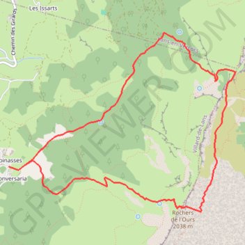 Itinéraire Rochers de l'Ours, distance, dénivelé, altitude, carte, profil, trace GPS