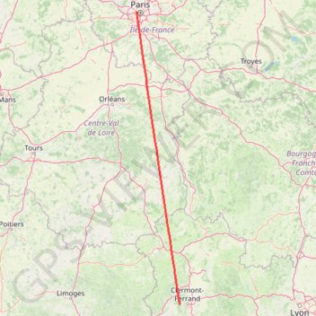 Itinéraire Paris-puy de dome, distance, dénivelé, altitude, carte, profil, trace GPS