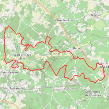 Itinéraire St Sulpice autour de St Bris, distance, dénivelé, altitude, carte, profil, trace GPS