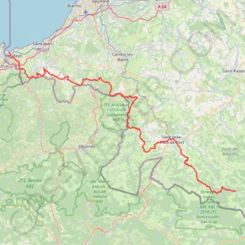 Itinéraire GR 10 d'Hendaye au Col Bagargui, distance, dénivelé, altitude, carte, profil, trace GPS