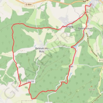 Itinéraire Balade sur les chemins autour de balaive et butz, distance, dénivelé, altitude, carte, profil, trace GPS