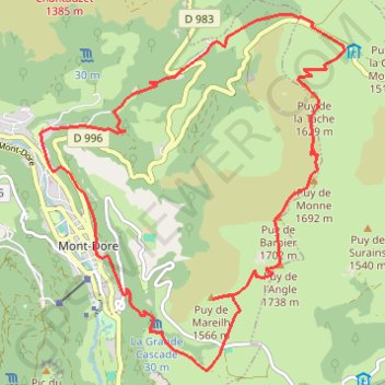 Itinéraire PUY DE MONNE - mont dore, distance, dénivelé, altitude, carte, profil, trace GPS