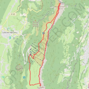 Itinéraire Moucherotte par le Pic Saint-Michel, distance, dénivelé, altitude, carte, profil, trace GPS