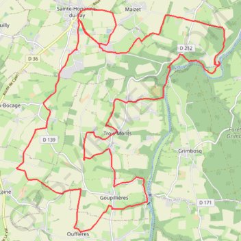 Itinéraire Autour de Trois-Monts - Sainte-Honorine-du-Fay, distance, dénivelé, altitude, carte, profil, trace GPS