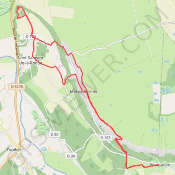 Itinéraire Le phare de la Roque - Bouquelon, distance, dénivelé, altitude, carte, profil, trace GPS