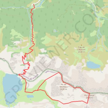 Itinéraire Pic de Merlheu et pic Crémat depuis le Chiroulet, distance, dénivelé, altitude, carte, profil, trace GPS