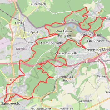 Itinéraire VTT 27 : vers Papiermûhle - Hochwald - Karlsbrunn, distance, dénivelé, altitude, carte, profil, trace GPS