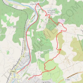 Itinéraire Roc Rouge en circuit depuis Bédarieux, distance, dénivelé, altitude, carte, profil, trace GPS