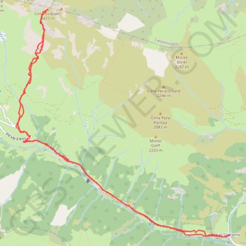 Itinéraire Monte Viribianc, distance, dénivelé, altitude, carte, profil, trace GPS