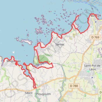Itinéraire Randonnée de Roscoff à Port Neuf, distance, dénivelé, altitude, carte, profil, trace GPS