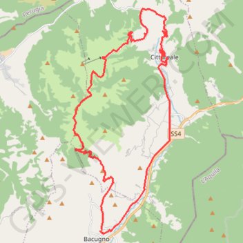 Itinéraire Bacugno - Monte Boragine, distance, dénivelé, altitude, carte, profil, trace GPS