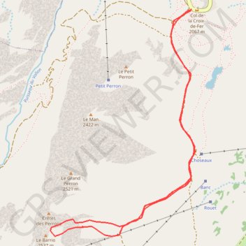 Itinéraire Barrioz, distance, dénivelé, altitude, carte, profil, trace GPS