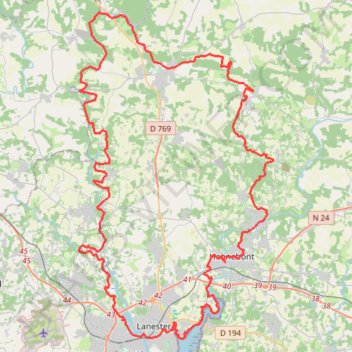 Itinéraire GRP Scorff-Blavet-Océan - Boucle n° 1 - Les Vallées du Scorff et du Blavet, distance, dénivelé, altitude, carte, profil, trace GPS