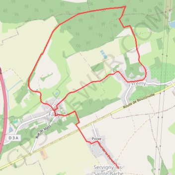 Itinéraire Randonnée du Haut Chemin - Les Queulots - Servigny-lès-Sainte-Barbe, distance, dénivelé, altitude, carte, profil, trace GPS