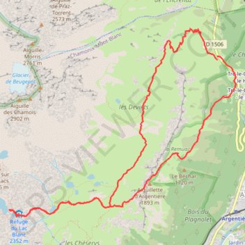 Itinéraire Lac Blanc, distance, dénivelé, altitude, carte, profil, trace GPS