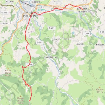 Itinéraire Compostelle Saint Jean le vieux-Orisson, distance, dénivelé, altitude, carte, profil, trace GPS