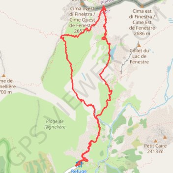Itinéraire Pas des Ladres par le lac et le col de Fenestre, distance, dénivelé, altitude, carte, profil, trace GPS