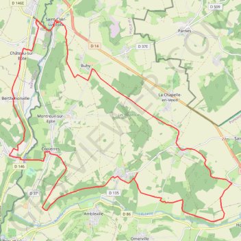 Itinéraire Boucle autour de Buhy, distance, dénivelé, altitude, carte, profil, trace GPS