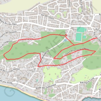Itinéraire Circuit de Madoreau - Jard-sur-Mer, distance, dénivelé, altitude, carte, profil, trace GPS