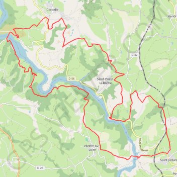 Itinéraire La Loire, des bocages du Brionnais à la plaine du Forez, de ponts en ponts en 6 tronçons, distance, dénivelé, altitude, carte, profil, trace GPS