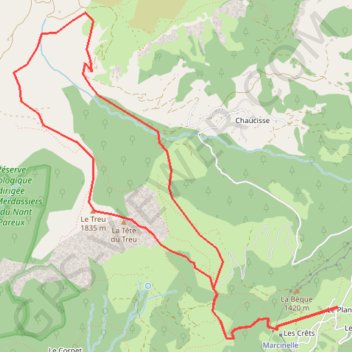 Itinéraire Le Treu, distance, dénivelé, altitude, carte, profil, trace GPS