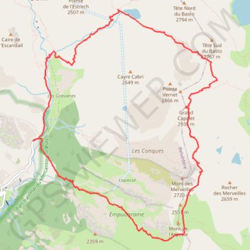 Itinéraire Mont du Grand Capelet (2935m) par le Pont du Countet msrzxgr + variante, distance, dénivelé, altitude, carte, profil, trace GPS