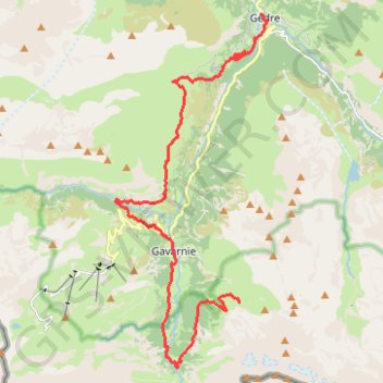 Itinéraire J2_GEDRE_-_REFUGE_DES_ESPUGUETTES, distance, dénivelé, altitude, carte, profil, trace GPS