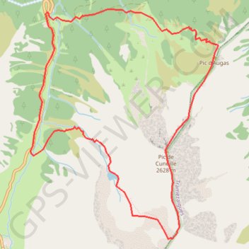 Itinéraire Pics de Cuneille et de Saoubète depuis l'ancienne douane d'Aragnouet, distance, dénivelé, altitude, carte, profil, trace GPS